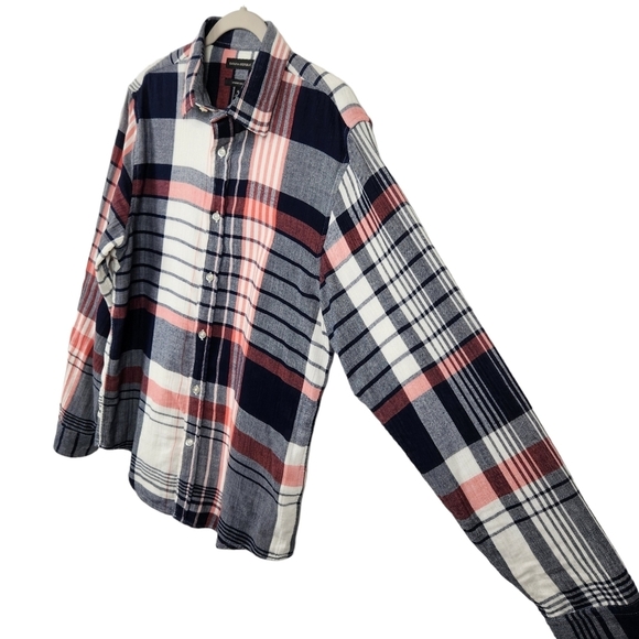 Banana Republic Untucked Slim Fit Plaid Double Layer Button Down Shirt Medium - Picture 3 of 8